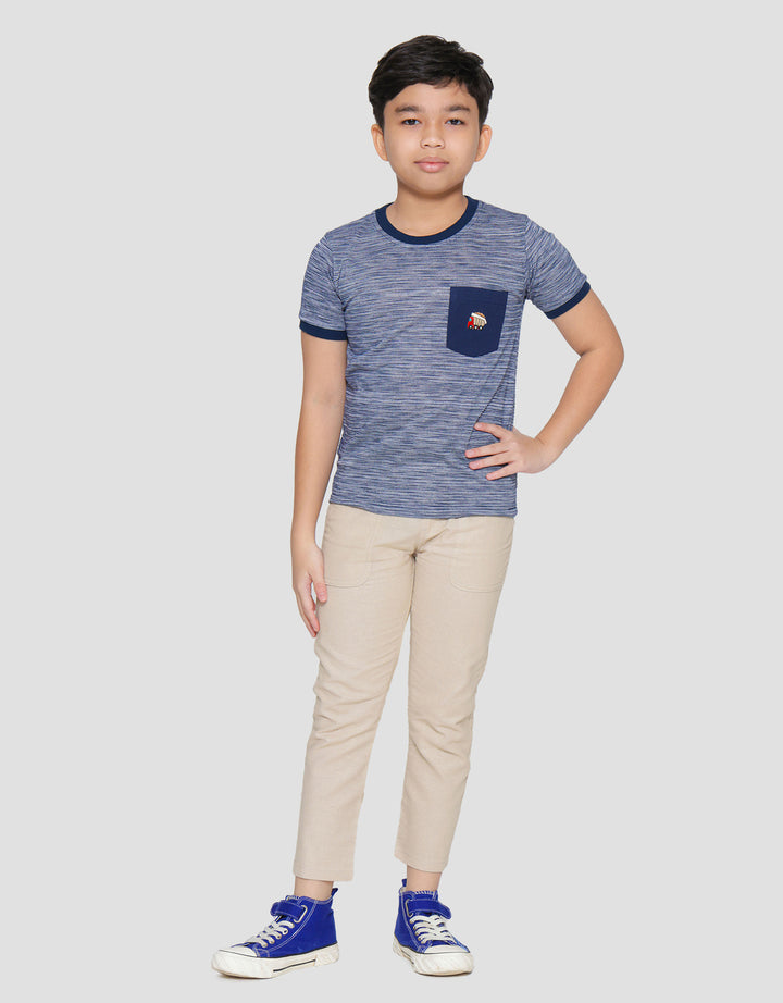 Little M Pocket Embro Stripe Kaos Anak Laki-laki