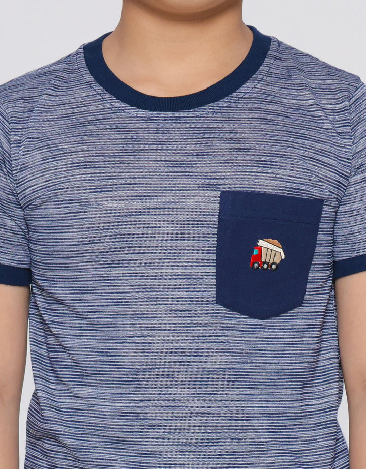 Little M Pocket Embro Stripe Boys T-Shirt