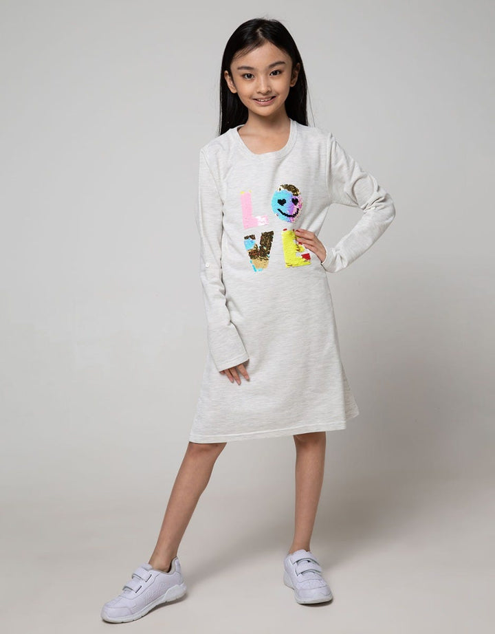 LS MIDI DRESS SEQUINS