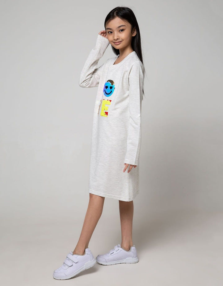 LS MIDI DRESS SEQUINS