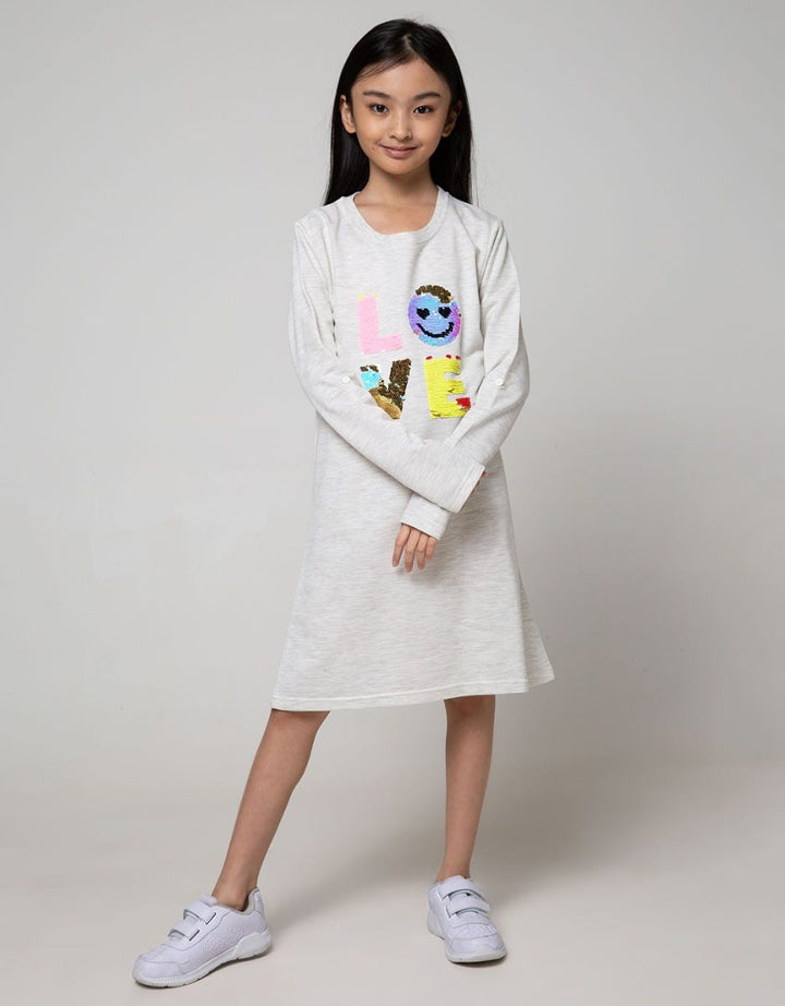 LS MIDI DRESS SEQUINS