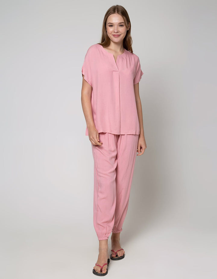 Nevada Short Sleeve Pyjama Pants Plain Pastel Fika
