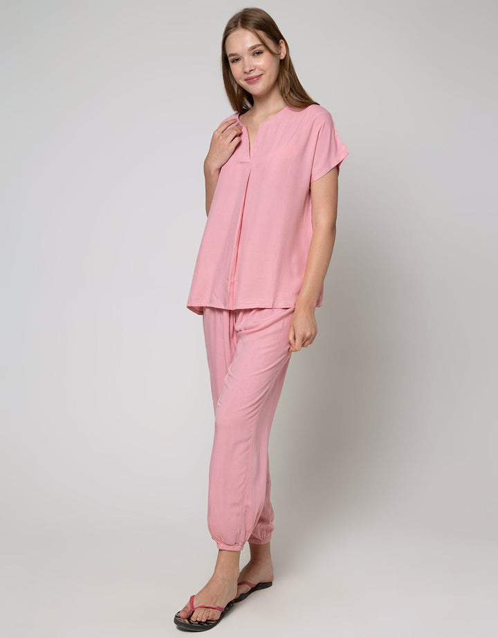 Nevada Short Sleeve Pyjama Pants Plain Pastel Fika