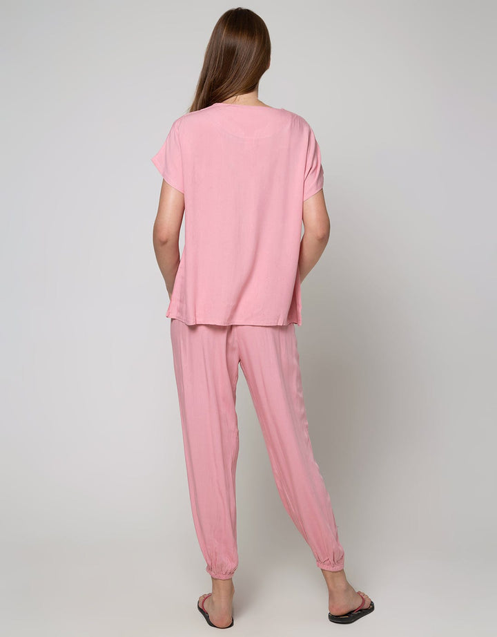 Nevada Short Sleeve Pyjama Pants Plain Pastel Fika
