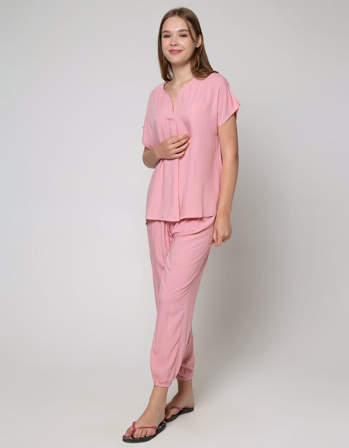 Nevada Short Sleeve Pyjama Pants Plain Pastel Fika
