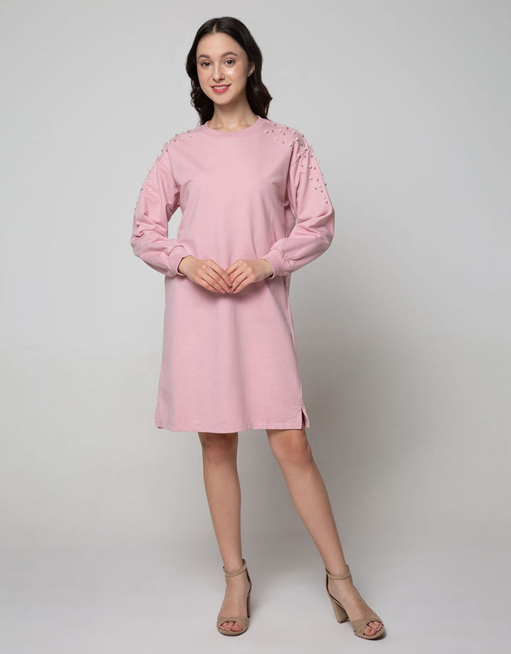 Nevada Long Sleeve Midi Dress Pearl