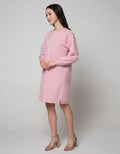 Nevada Long Sleeve Midi Dress Pearl