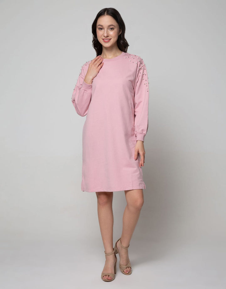 Nevada Long Sleeve Midi Dress Pearl
