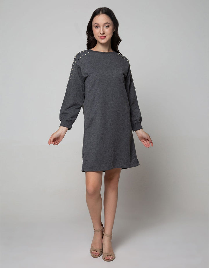 Nevada Long Sleeve Midi Dress Pearl