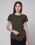 Connexion Asymetric Button Kaos Wanita
