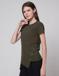 Connexion Asymetric Button Kaos Wanita
