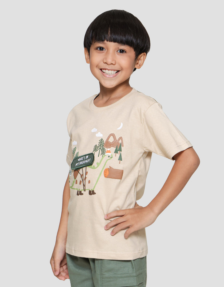 Little M Aplikasi Campsite Kaos Lengan Pendek Anak Laki-laki