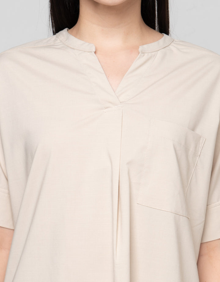 Cardinal Femme Lengan Pendek V-Neck Blouse Wanita