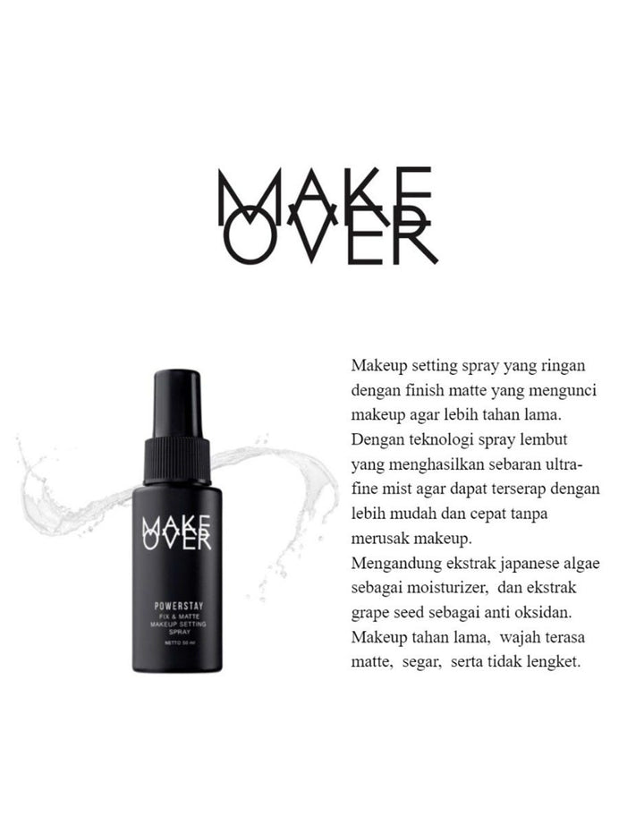 MAKE OVER Powerstay Fix &amp; Matte Makeup Setting Spray 50 ml