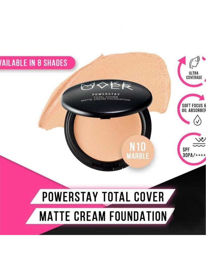MAKE OVER Powerstay Total Cover Matte Cream Foundation N10 Marble 12 g