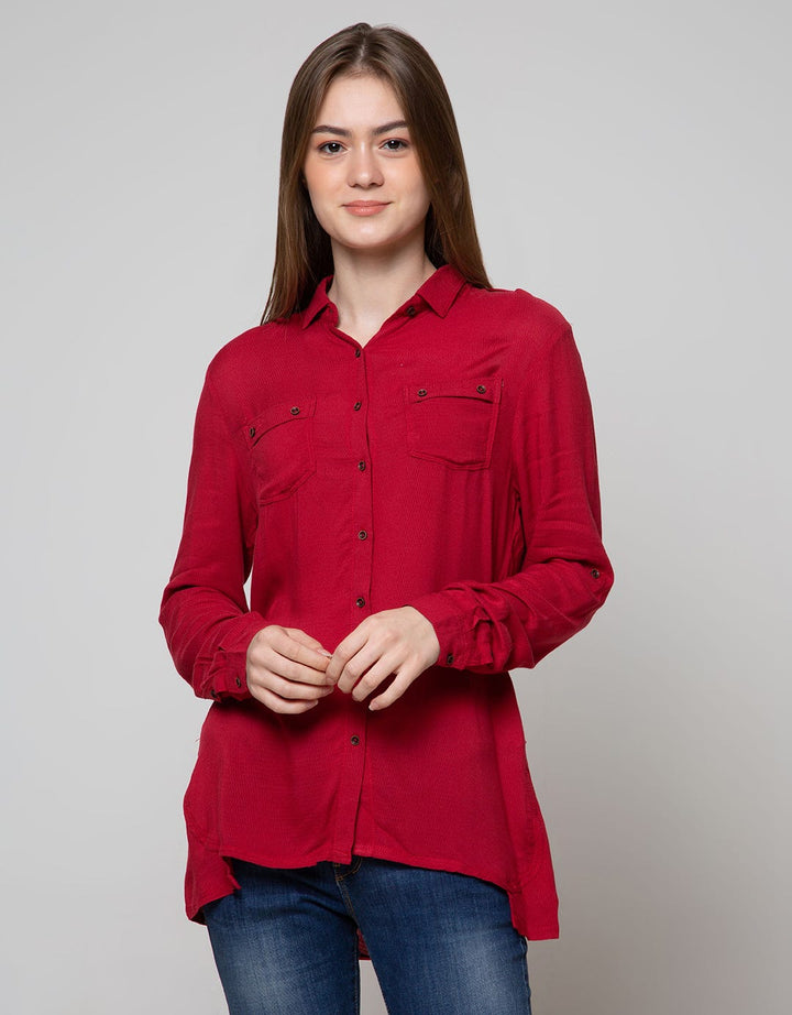 Cardinal Girl Long Slevee Shirt With Pocket