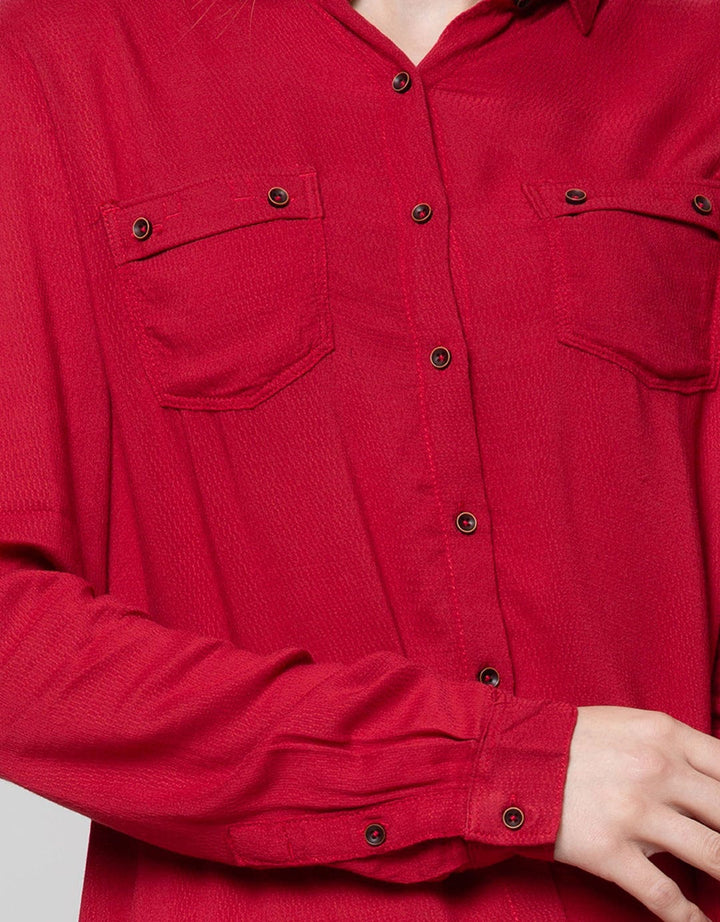 Cardinal Girl Long Slevee Shirt With Pocket