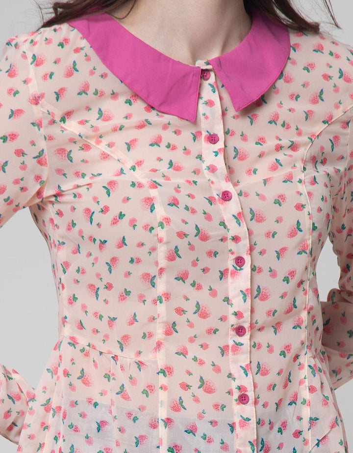 Ninety Degrees Blouse Wanita Motif Strawberry