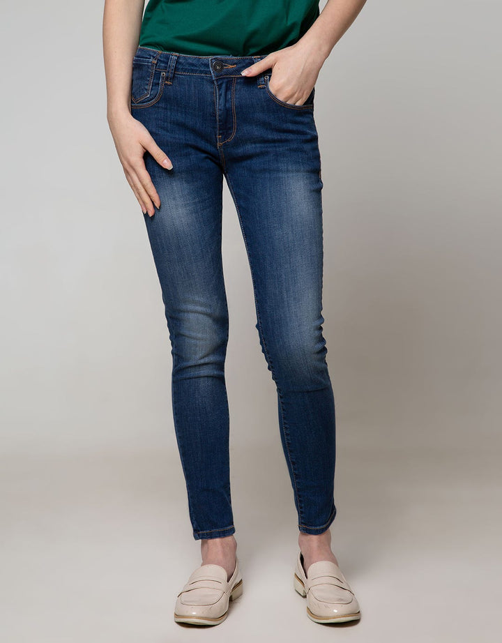 Cardinal Girl Casual Long Jeans With Washed Accent
