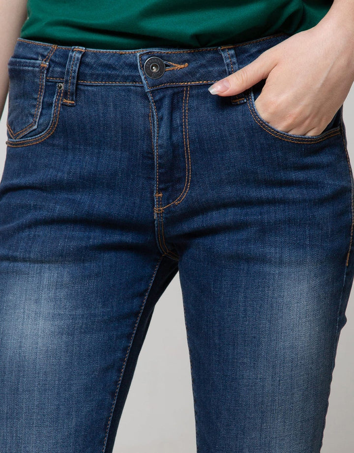 Cardinal Girl Casual Long Jeans With Washed Accent