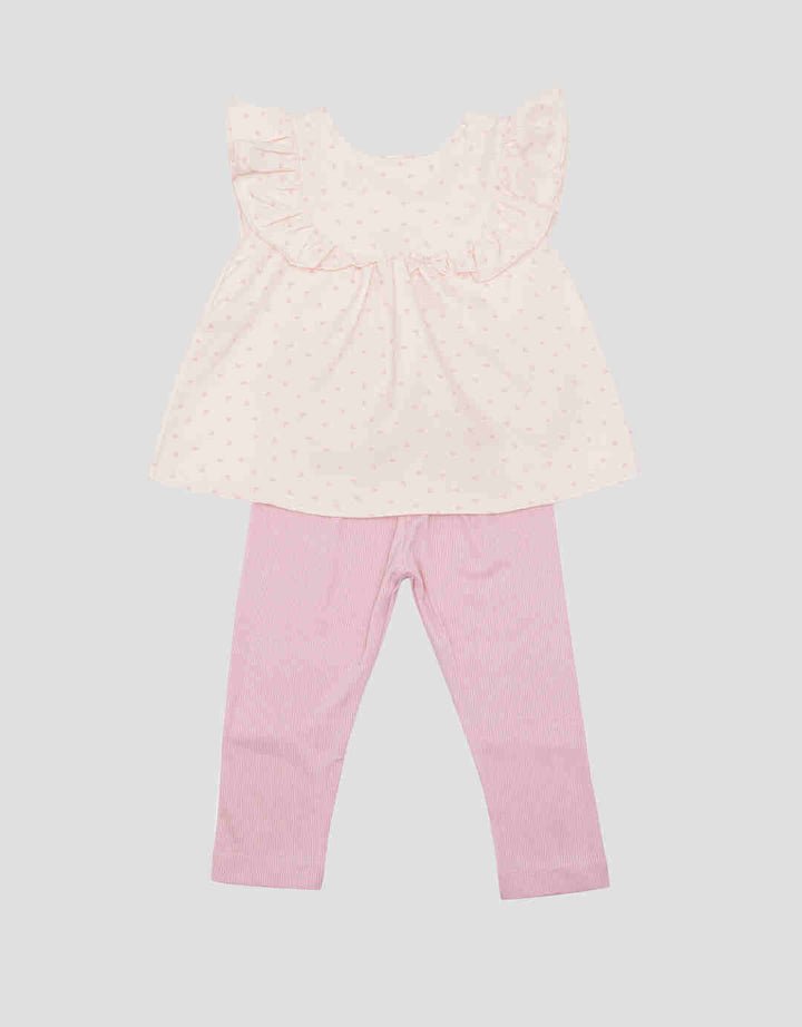 Pipiniko Heart Print Set Pakaian Anak Perempuan