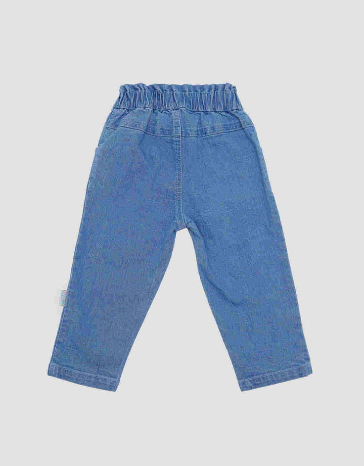 Pipiniko Denim Girls Bordir 2 Bunga Celana Panjang Anak Perempuan