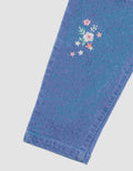 Pipiniko Denim Girls Embroidered 2 Flowers Girls Long Pants
