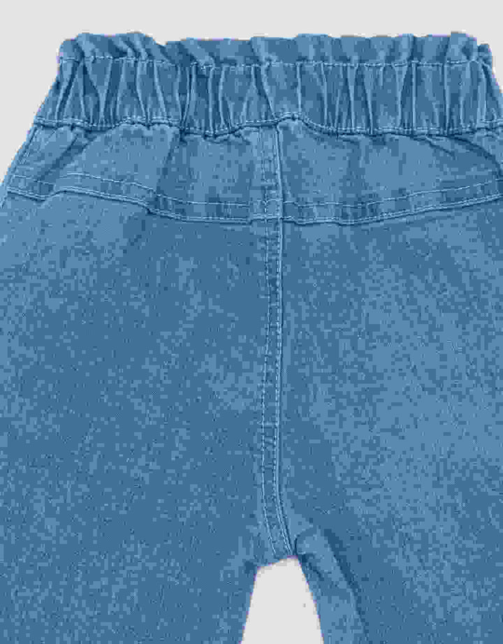 Pipiniko Denim Girls Embroidered 2 Flowers Girls Long Pants