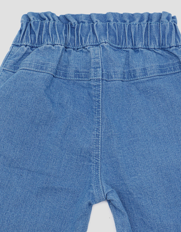 Pipiniko Denim Girls Bordir 2 Bunga Celana Panjang Anak Perempuan