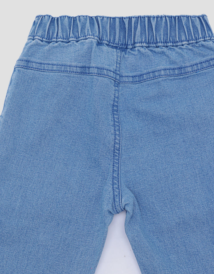 Pipiniko Bunga Bulat Celana Panjang Denim Anak Perempuan