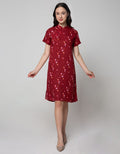 Details Short Sleeve Midi Dress Print