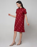 Details Short Sleeve Midi Dress Print
