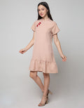 Details Short Sleeve Midi Dress Solid