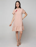 Details Short Sleeve Midi Dress Solid