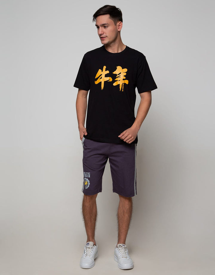 T Zone Short Sleeve T-Shirt Cny 2021 T-Shirt Chinese Letters Gold
