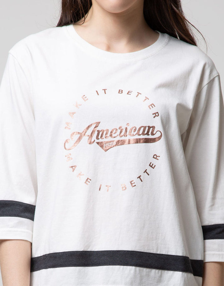 American Jeans 3/4 T-Shirt Sablon Foil