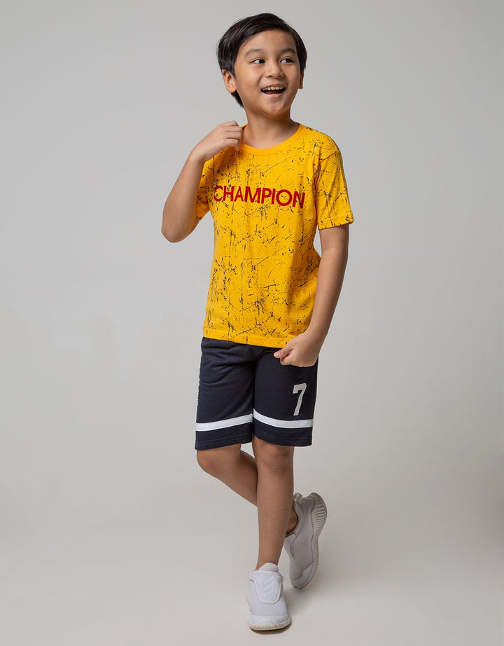 Little M Short Sleeve T-Shirt Fullprint Splash Flocking Champion