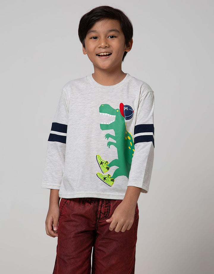 Little M Long Sleeve T-Shirt Dino Bordir