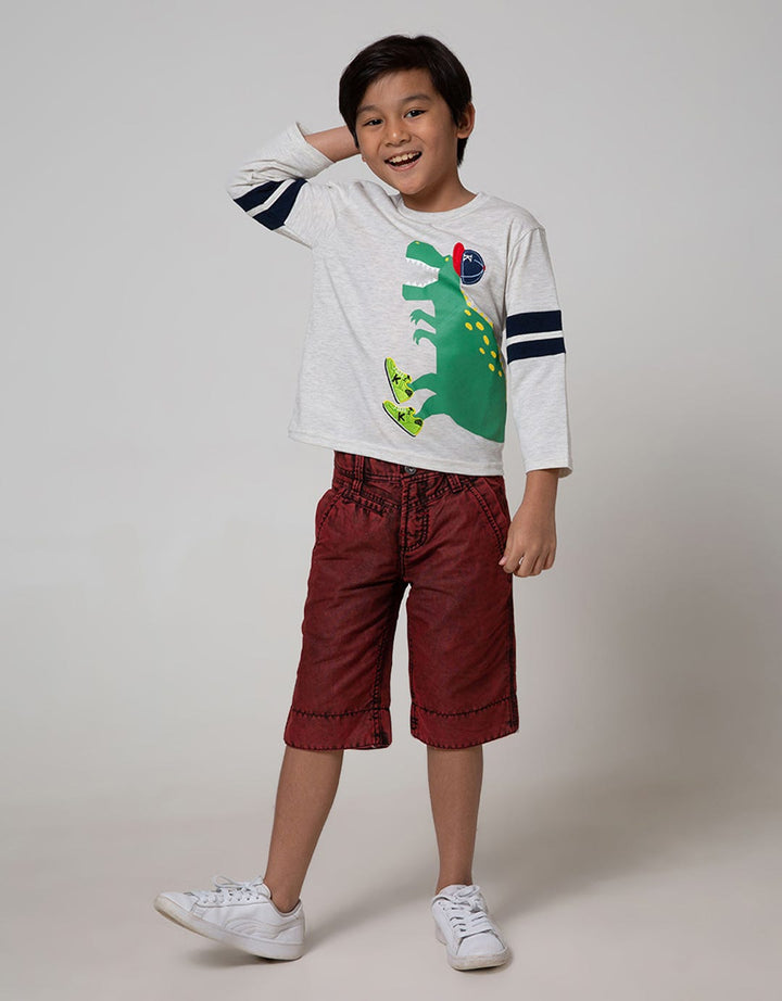 Little M Long Sleeve T-Shirt Dino Bordir