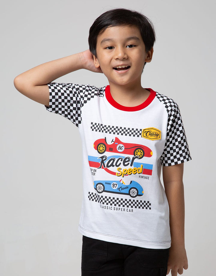 Little M Short Sleeve Raglan T-shirt Racing Car