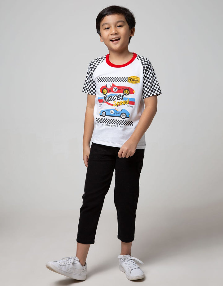 Little M Short Sleeve Raglan T-shirt Racing Car