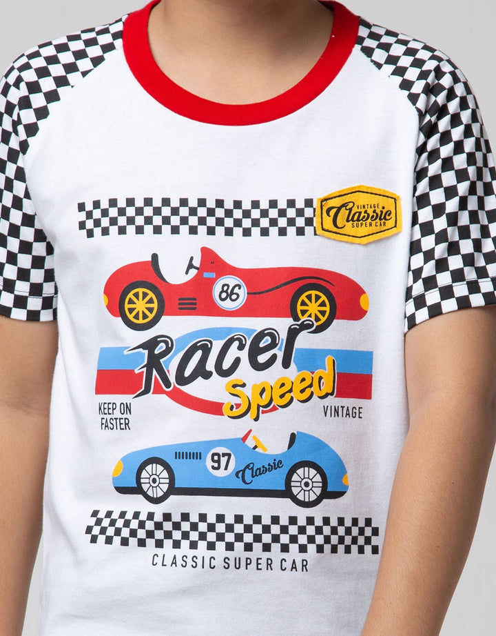 Little M Short Sleeve Raglan T-shirt Racing Car