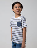 Little M Short Sleeve T-shirt Stripe Pockets