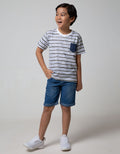 Little M Short Sleeve T-shirt Stripe Pockets