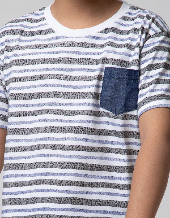 Little M Short Sleeve T-shirt Stripe Pockets