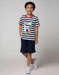 Little M Short Sleeve T-Shirt Stripe Racing Embroidery Application