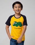 Little M Short Sleeve T-shirt Raglan Dino Towel