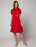 Connexion Short Sleeve Midi Dress Cny 2021 Embro Flower