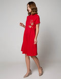 Connexion Short Sleeve Midi Dress Cny 2021 Embro Flower