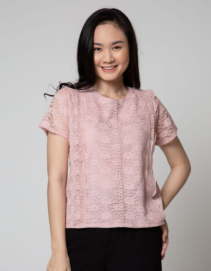 Connexion Formal Blouse Top Lace Combine Renda Cut N Sewn